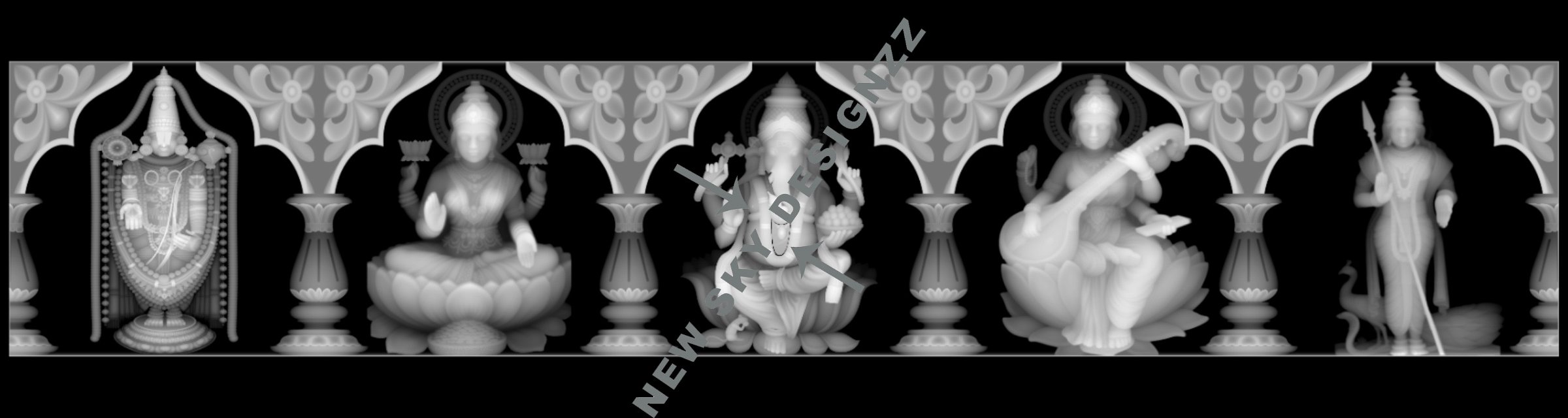 Artcam 3d headboard hanesh,muruga,galjalakshmi model