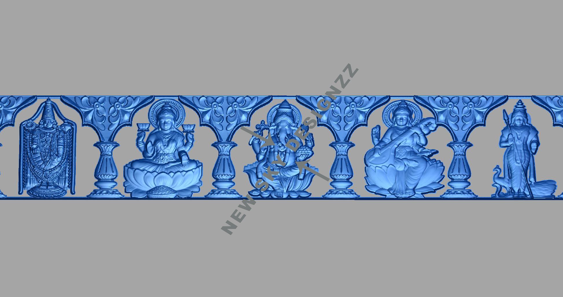 Artcam 3d headboard hanesh,muruga,galjalakshmi model